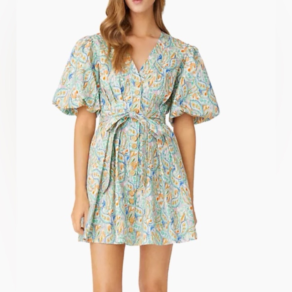 NWT Shoshanna -Camaro Puff-Sleeve Paisley Minidress SIZE 8